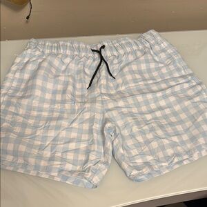 Men's Blue Checkered Swim Shorts